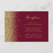 Burgundy Red Gold Glitzer Edge Wedding Reception Begleitkarte (Vorderseite)