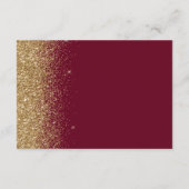 Burgundy Red Gold Glitzer Edge Wedding Reception Begleitkarte (Rückseite)