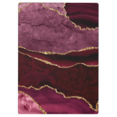 Burgundy Red & Gold Glitzer Marble Agate Monogram Klemmbrett (Rückseite)