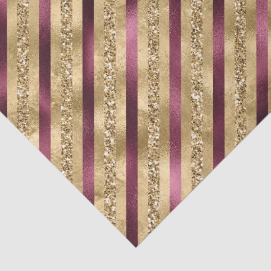 Burgundy Red Gold Glitzer Streifen Seidenpapier (Detail)