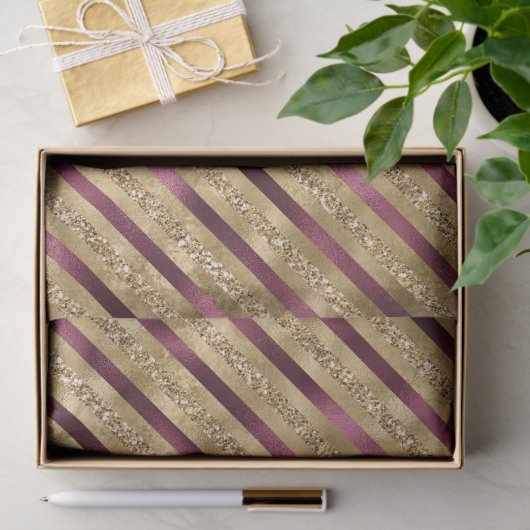 Burgundy Red Gold Glitzer Streifen Seidenpapier (Geschenk)