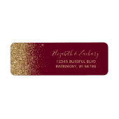 Burgundy Red Gold Glitzer Wedding Rücksendeadresse (Vorne)
