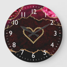 Burgundy Red & Gold Imitate Glitzer Agate & Heart