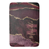 Burgundy Red & Gold Imitate Glitzer Marble Agate Badematte (Vorderseite Vertikal)