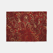 Burgundy Red Gold Indian Paisley Pattern Fleecedecke (Vorderseite (Horizontal))