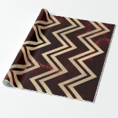 Burgundy Red Gold Marble Zig Zag Zickzack Lines Geschenkpapier (Ungerollt)