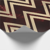 Burgundy Red Gold Marble Zig Zag Zickzack Lines Geschenkpapier (Ecke)