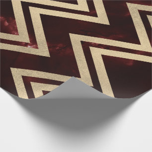 Burgundy Red Gold Marble Zig Zag Zickzack Lines Geschenkpapier