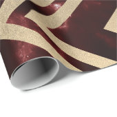 Burgundy Red Gold Marble Zig Zag Zickzack Lines Geschenkpapier (Rolleneckpunkt)