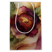 Burgundy Red Gold Rose Blumenfloral Brautparty Mittlere Geschenktüte (Vorderseite)