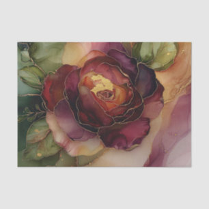 Burgundy Red Gold Rose Blumenfloral Brautparty Seidenpapier