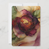 Burgundy Red Gold Rose Blumenhochzeit Einladung (Rückseite)