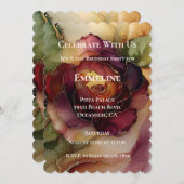 Burgundy Red Gold Rose Floral Geburtstag Einladung (Vorne/Hinten)