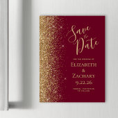 Burgundy Red Gold Save the Date Magnetkarte