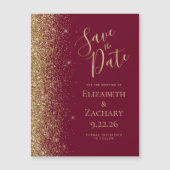 Burgundy Red Gold Save the Date Magnetkarte (Vorderseite)
