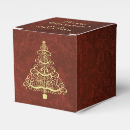 Burgundy Red Gold Weihnachtsbaum Personalisiert Geschenkschachtel