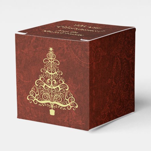 Burgundy Red Gold Weihnachtsbaum Personalisiert Geschenkschachtel (Vorderseite)
