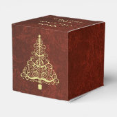 Burgundy Red Gold Weihnachtsbaum Personalisiert Geschenkschachtel (Rückseite)