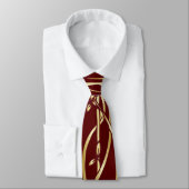 Burgundy Red Golden Floral Custom Necktie Krawatte (Gebunden)