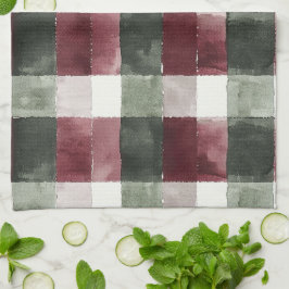 Burgundy Red Green Cream Weiße Karierte Streifen Geschirrtuch