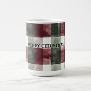 Burgundy Red Green Cream Weiße Karierte Streifen Kaffeetasse