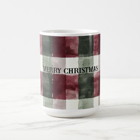 Burgundy Red Green Cream Weiße Karierte Streifen Kaffeetasse (Mittel)