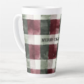 Burgundy Red Green Cream Weiße Karierte Streifen Milchtasse (Linke Ecke)