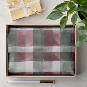 Burgundy Red Green Cream Weiße Karierte Streifen Seidenpapier