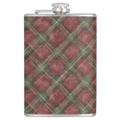 Burgundy Red Green Plaid Flachmann (Vorderseite)