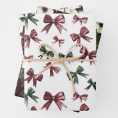 Burgundy Red Green Weihnachtsbows Geschenkpapier Set (Beispiel)