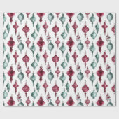 Burgundy Red Green Weihnachtsschmuck Geschenkpapier (Flach)