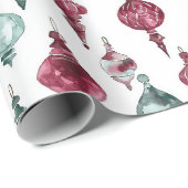 Burgundy Red Green Weihnachtsschmuck Geschenkpapier (Rolleneckpunkt)