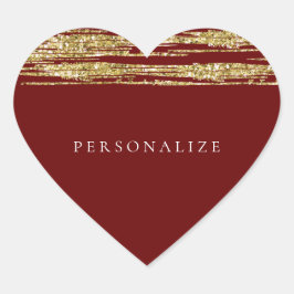 Burgundy Red Imitats Glitzer Streifen Herz-Aufkleber