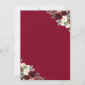 Burgundy Red Ivory Floral Brautparty Geometric Einladung (Rückseite)