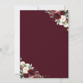 Burgundy Red Ivory Floral Brautparty Geometric Einladung (Rückseite)