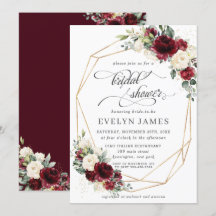 Burgundy Red Ivory Floral Brautparty Geometric