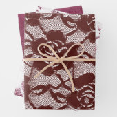 Burgundy Red Lace Floral Geschenkpapier Set (Beispiel)