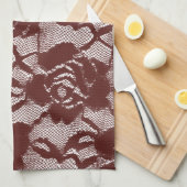Burgundy Red Lace Floral Geschirrtuch (Viertel Falte)