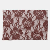 Burgundy Red Lace Floral Geschirrtuch (Horizontal)