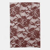 Burgundy Red Lace Floral Geschirrtuch (Vertikal)