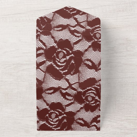 Burgundy Red Lace Floral (nicht tatsächliche Spitz All In One Einladung (Außenbereich)