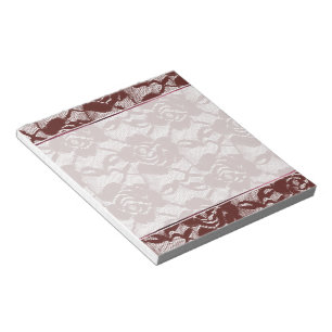 Burgundy Red Lace Floral Notizblock
