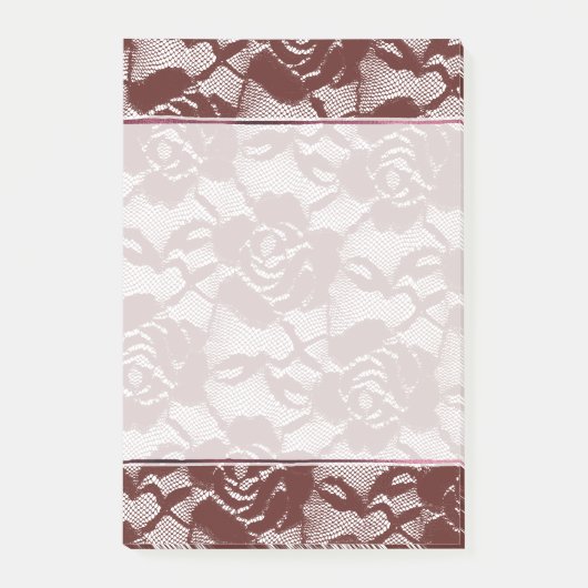 Burgundy Red Lace Floral Post-it Klebezettel (Vorderseite)