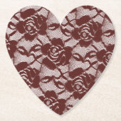 Burgundy Red Lace Floral Untersetzer (Vorderseite)