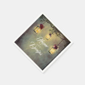 Burgundy Red Lantern Lights Garden Wedding Serviette (Ecke)