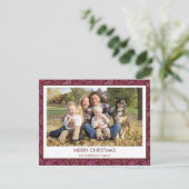 Burgundy Red Leaf Muster Einfach Frohe Weihnachten (Stehend Vorderseite)