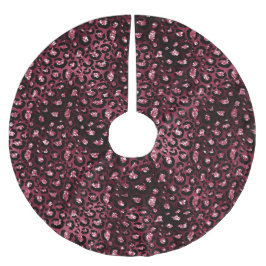 Burgundy Red Leopard Animal Glitzer Weihnachten Polyester Weihnachtsbaumdecke