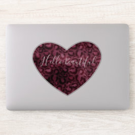 Burgundy Red Leopard Print Heart Schönes Zitat Aufkleber