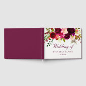 Burgundy Red Lila Floral Boho Wedding Gästebuch (Voll)