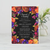 Burgundy Red Lila Orange Floral Brunch Bubbly Einladung (Stehend Vorderseite)